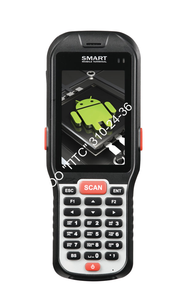 Терминал сбора данных АТОЛ SMART.DROID MS WinCE 6.0, 4096 Mb, 1024 Mb, 1D Laser, Bluetooth, Wi-Fi, в комплекте БП