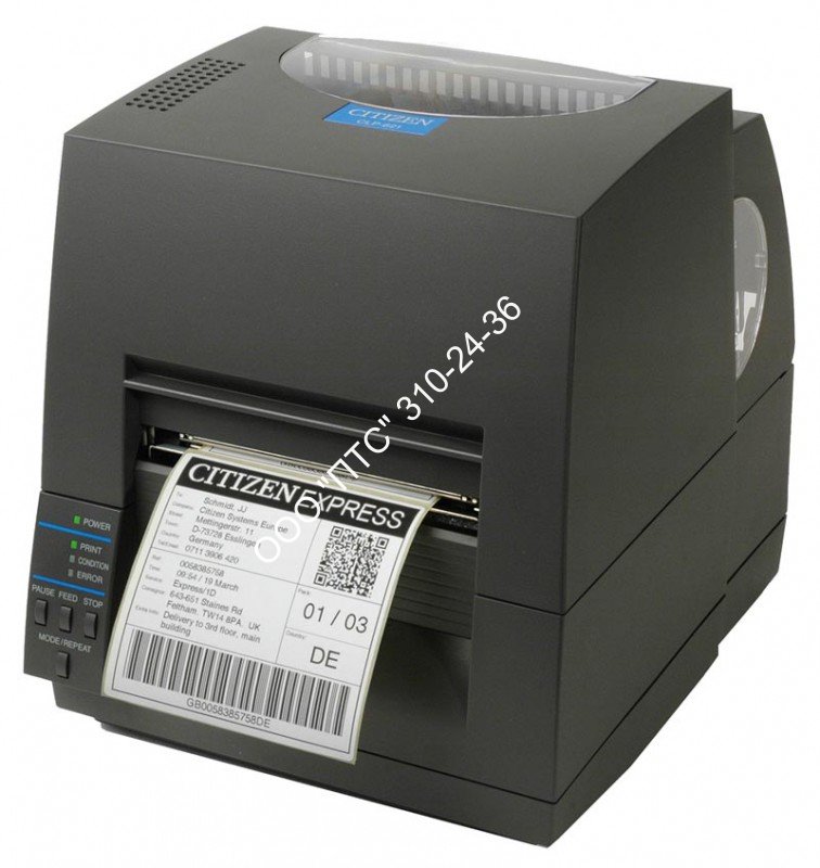 Принтер этикеток Citizen CL-S621G термотрансферный, RS-232, USB, черный